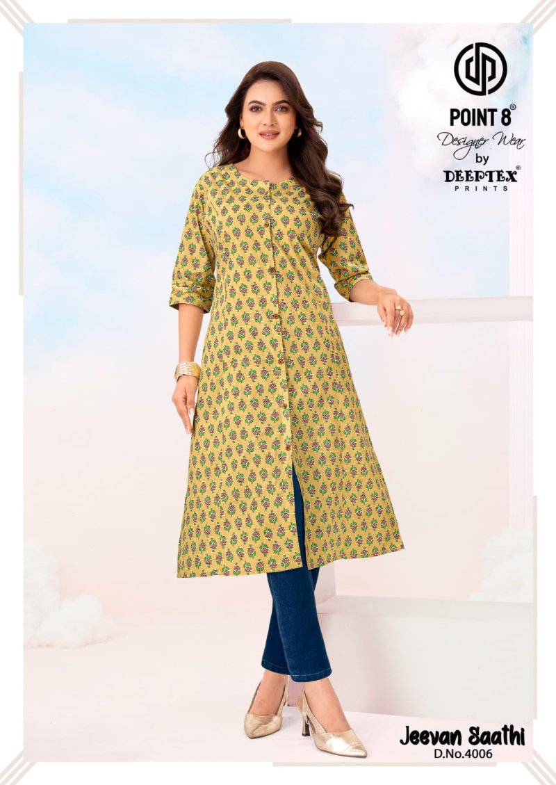 Jeevan Sathi Vol 4 By Deeptex A Line Cotton Printed Kurtis 